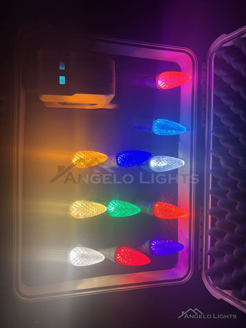 Assorted colored C9 LED bulbs